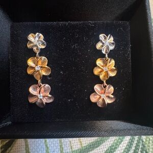 Maui Divers Sterling Tri-Color Plumeria Earrings
